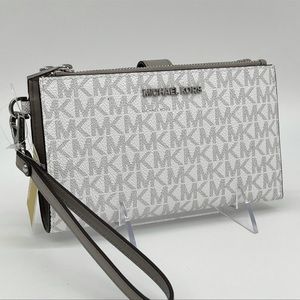 Michael Kors Double Zip Wallet Bright White